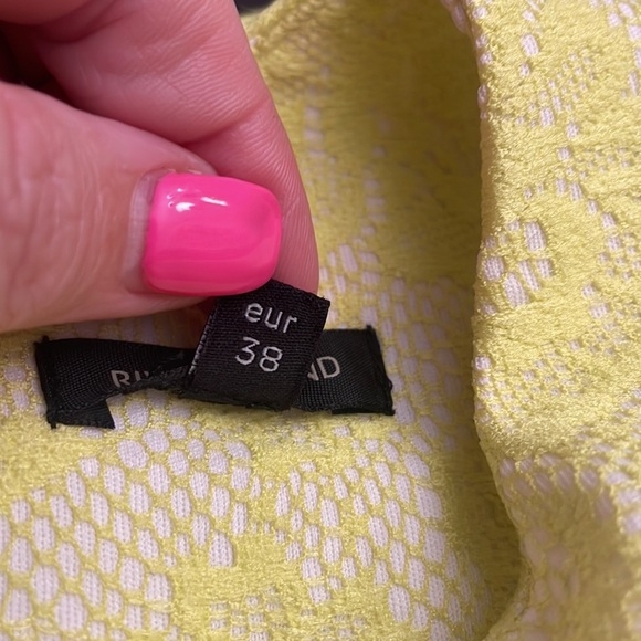 RIVER ISLAND woman’s NEON YELLOW floral LACE shift dress size 36 euro stretch - Picture 8 of 13